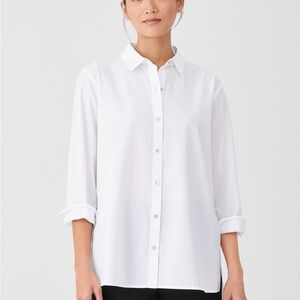 Eileen Fisher White Classic Collar Shirt - Organic Cotton